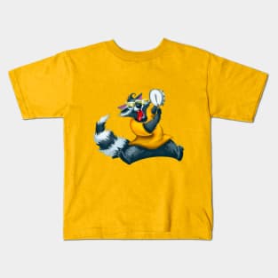 Raccoon playing Tamborim Kids T-Shirt